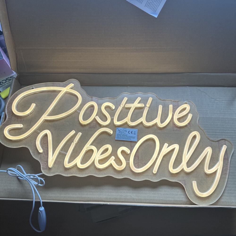 Positive Vibes Only Vivid LED Neon Sign Lamp Light Flex Acrylic Custom Wall Deco